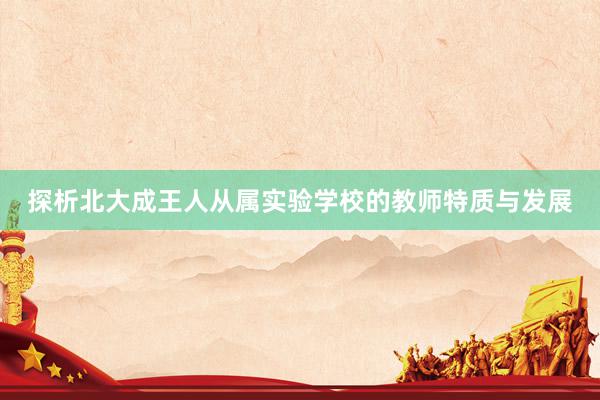 探析北大成王人从属实验学校的教师特质与发展