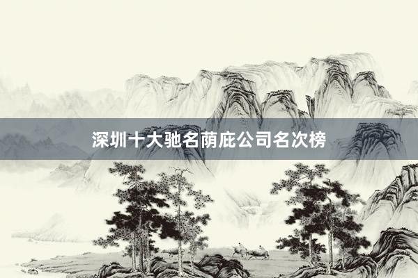 深圳十大驰名荫庇公司名次榜